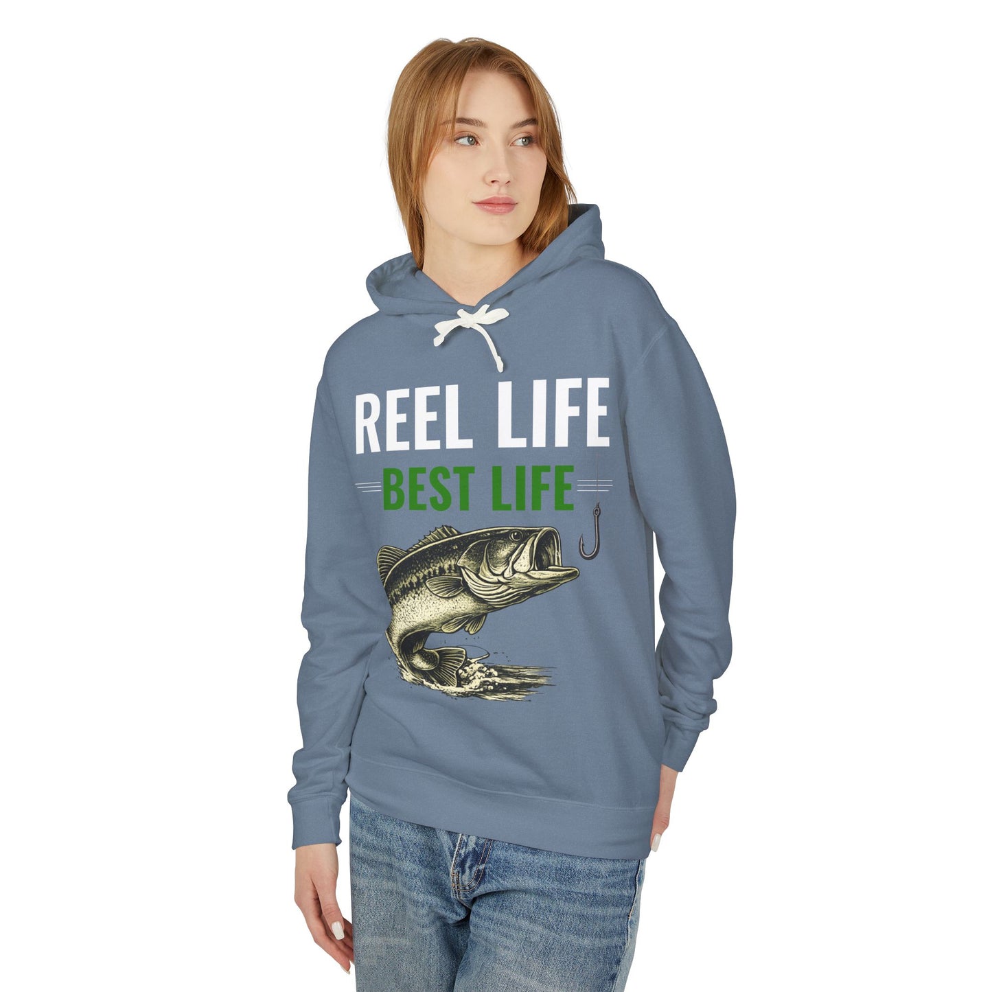 REEL LIFE BEST LIFE Fishing Hoodie – Vintage Largemouth Bass Sweatshirt | Fisherman Gift | Lake Life Pullover
