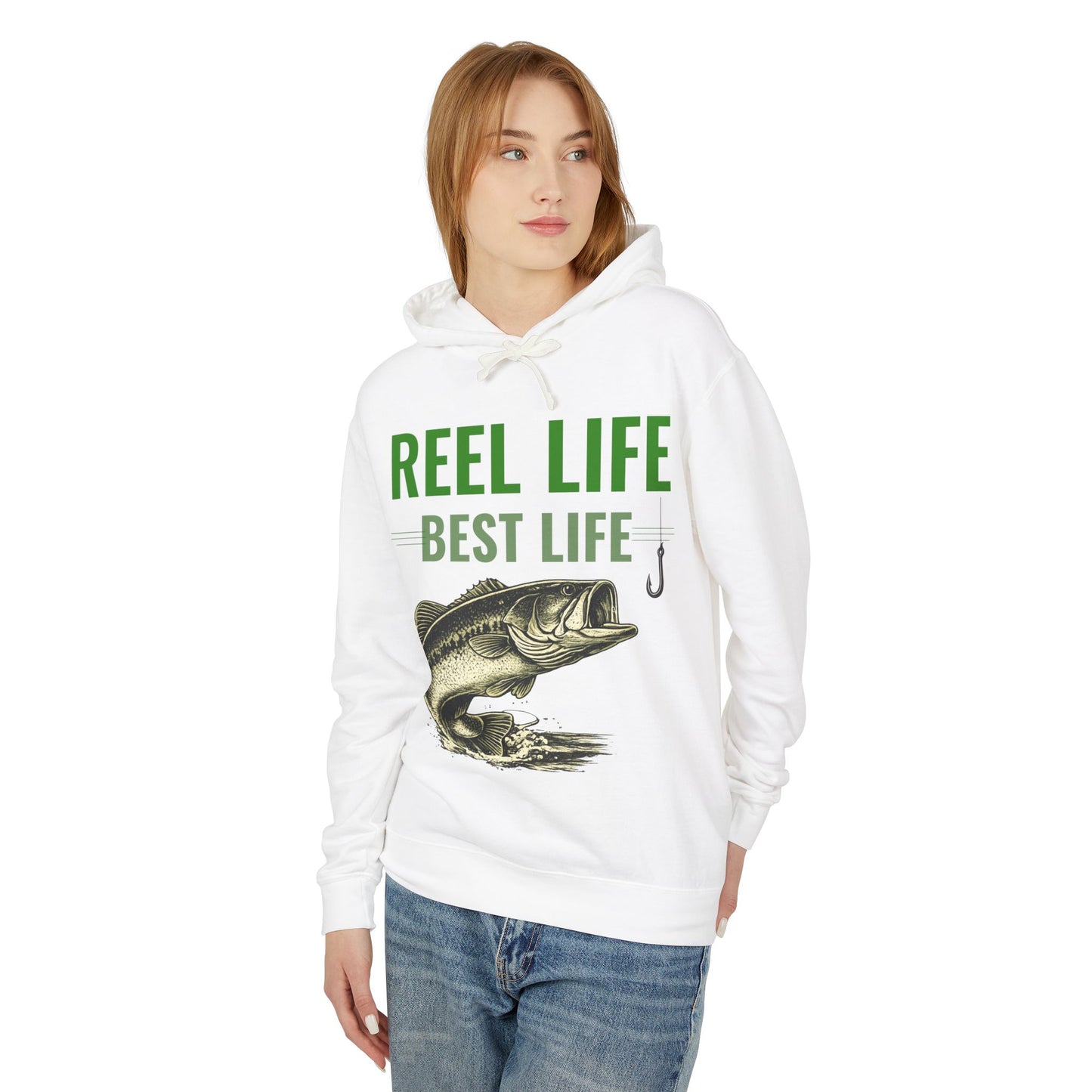 REEL LIFE BEST LIFE Fishing Hoodie – Vintage Largemouth Bass Sweatshirt | Fisherman Gift | Lake Life Pullover