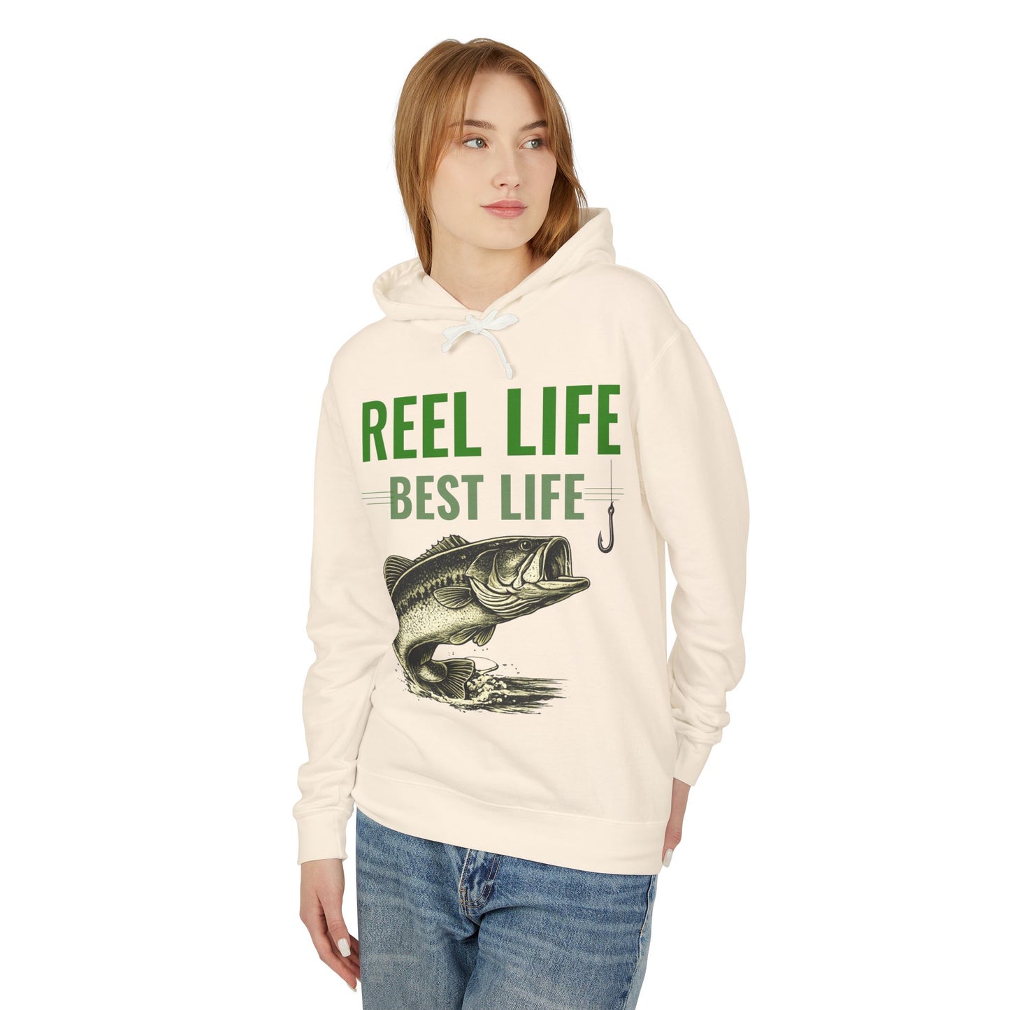 REEL LIFE BEST LIFE Fishing Hoodie – Vintage Largemouth Bass Sweatshirt | Fisherman Gift | Lake Life Pullover
