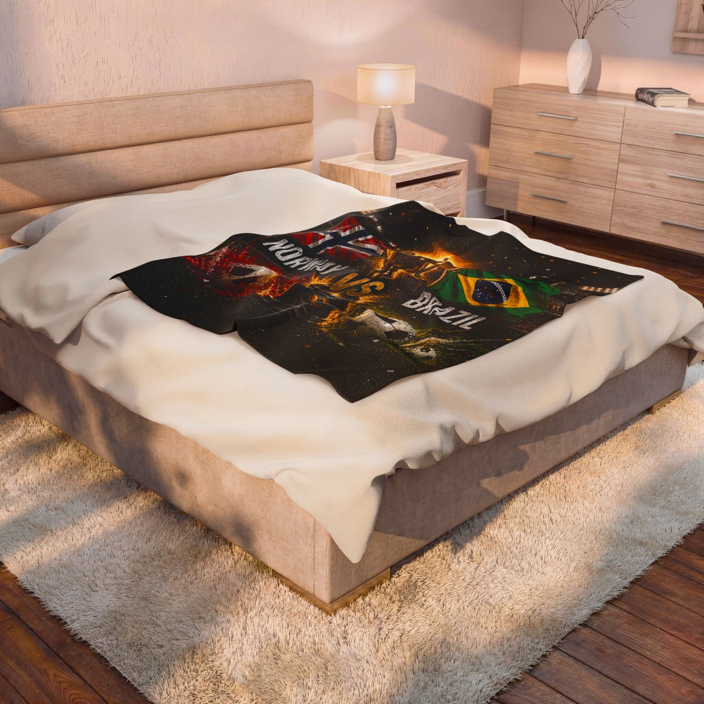 Norway vs Brazil World Cup 2026 Blanket | Veteran Owned Soccer Fan Gift | Plush Throw Blanket Sports Decor