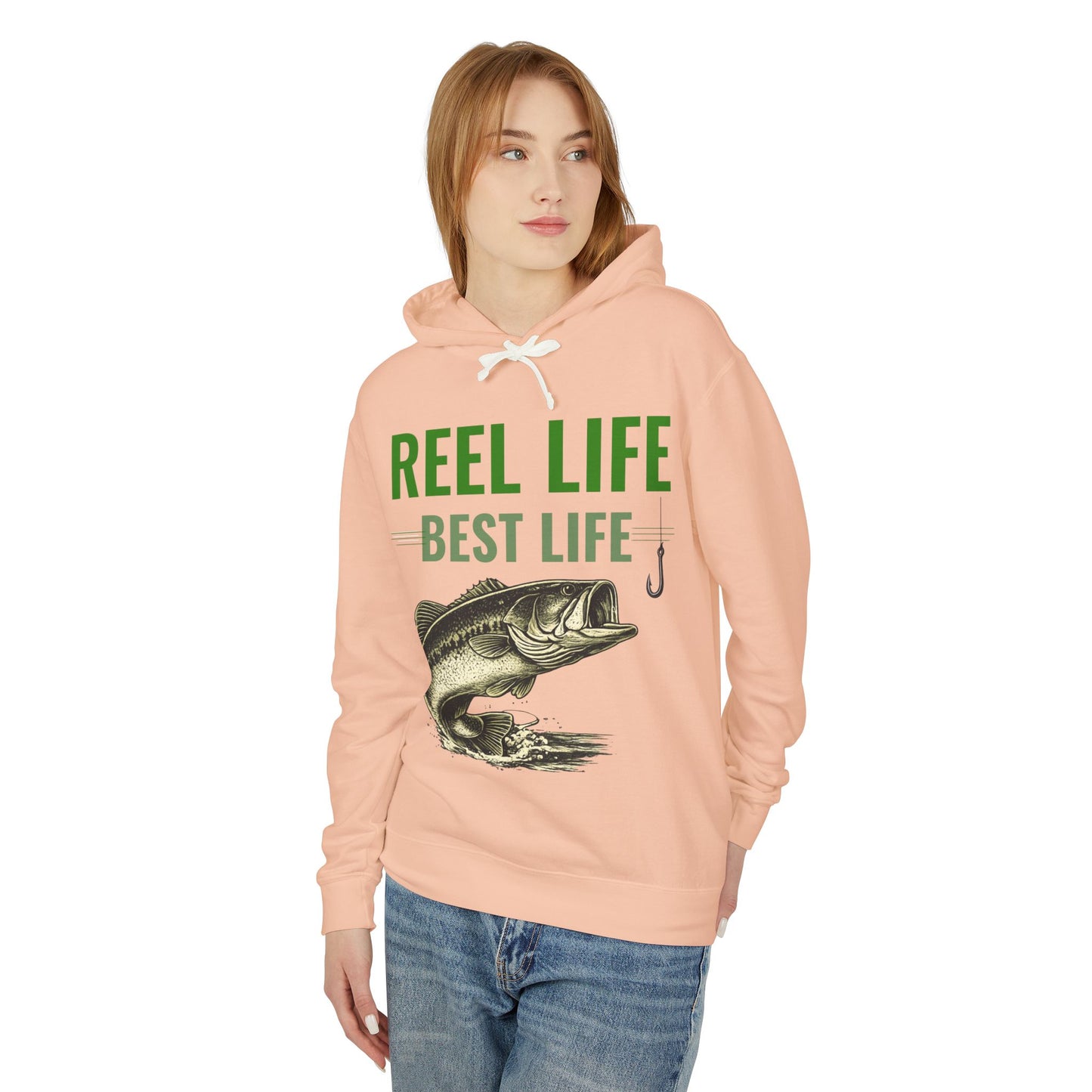 REEL LIFE BEST LIFE Fishing Hoodie – Vintage Largemouth Bass Sweatshirt | Fisherman Gift | Lake Life Pullover