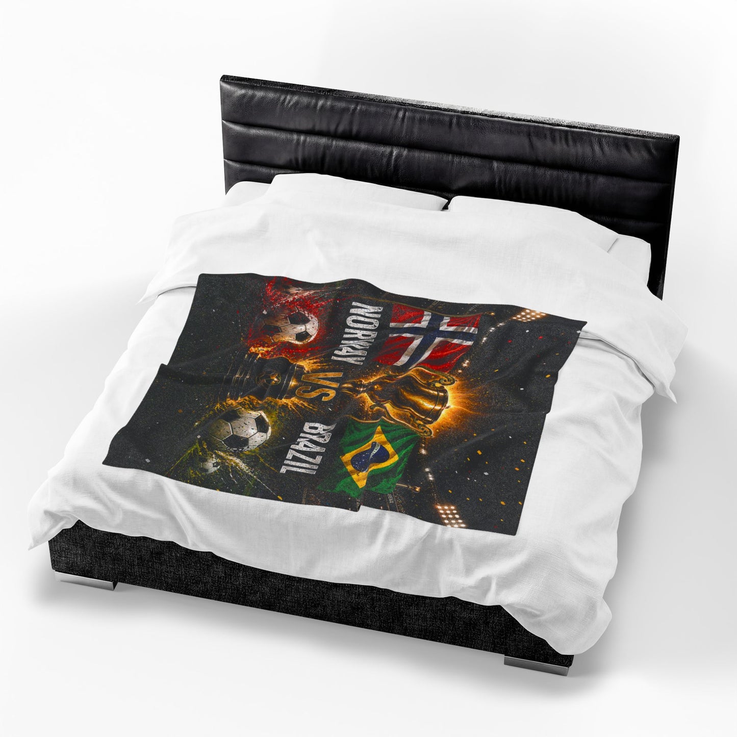 Norway vs Brazil World Cup 2026 Blanket | Veteran Owned Soccer Fan Gift | Plush Throw Blanket Sports Decor