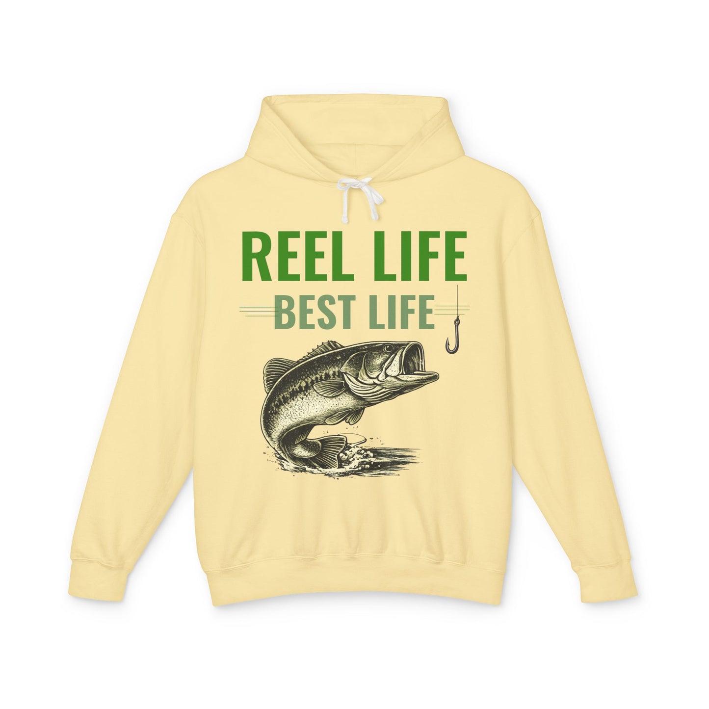 REEL LIFE BEST LIFE Fishing Hoodie – Vintage Largemouth Bass Sweatshirt | Fisherman Gift | Lake Life Pullover