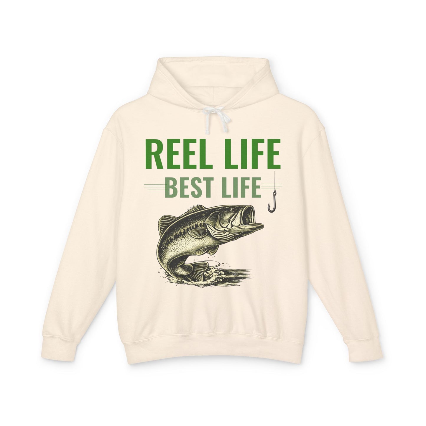 REEL LIFE BEST LIFE Fishing Hoodie – Vintage Largemouth Bass Sweatshirt | Fisherman Gift | Lake Life Pullover