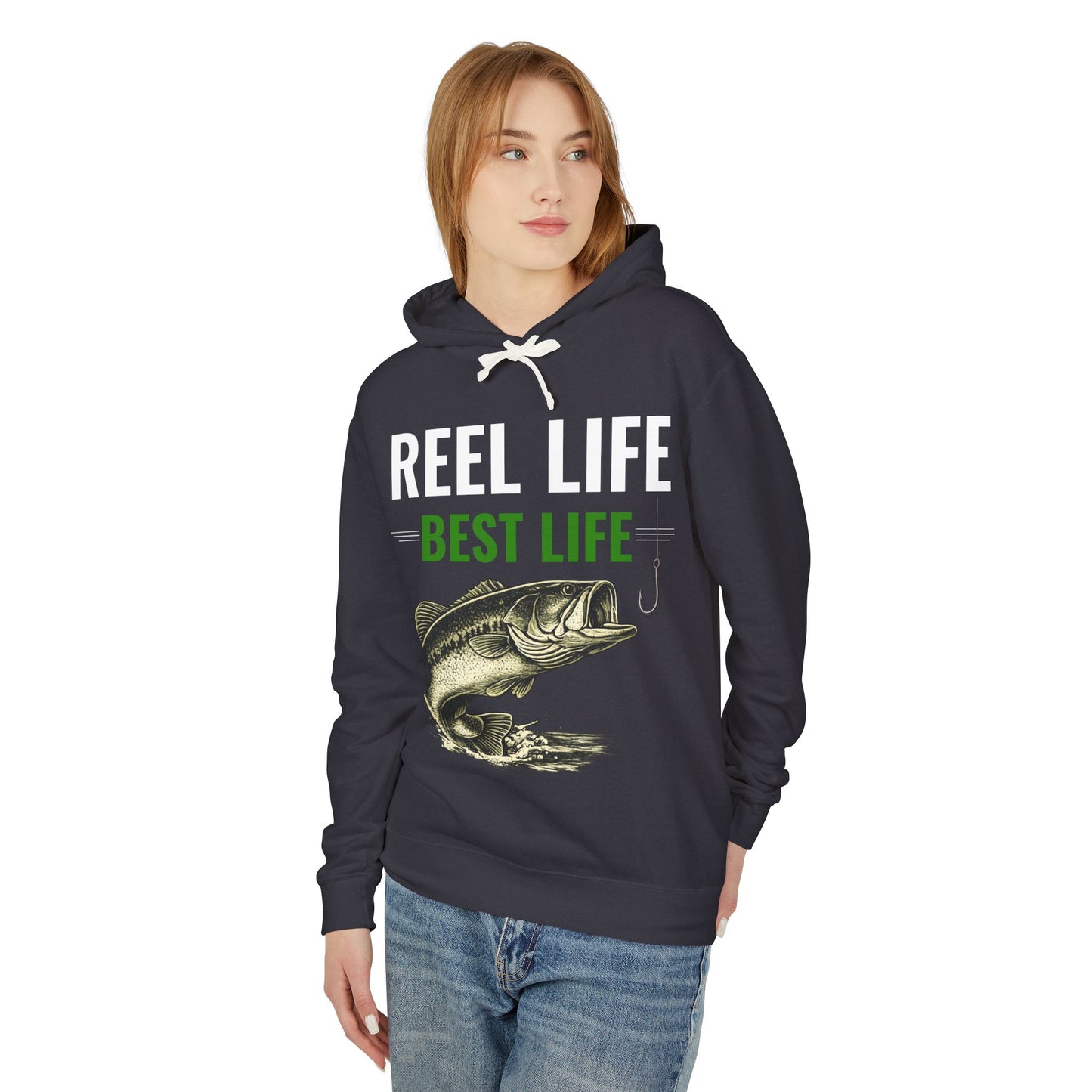 REEL LIFE BEST LIFE Fishing Hoodie – Vintage Largemouth Bass Sweatshirt | Fisherman Gift | Lake Life Pullover