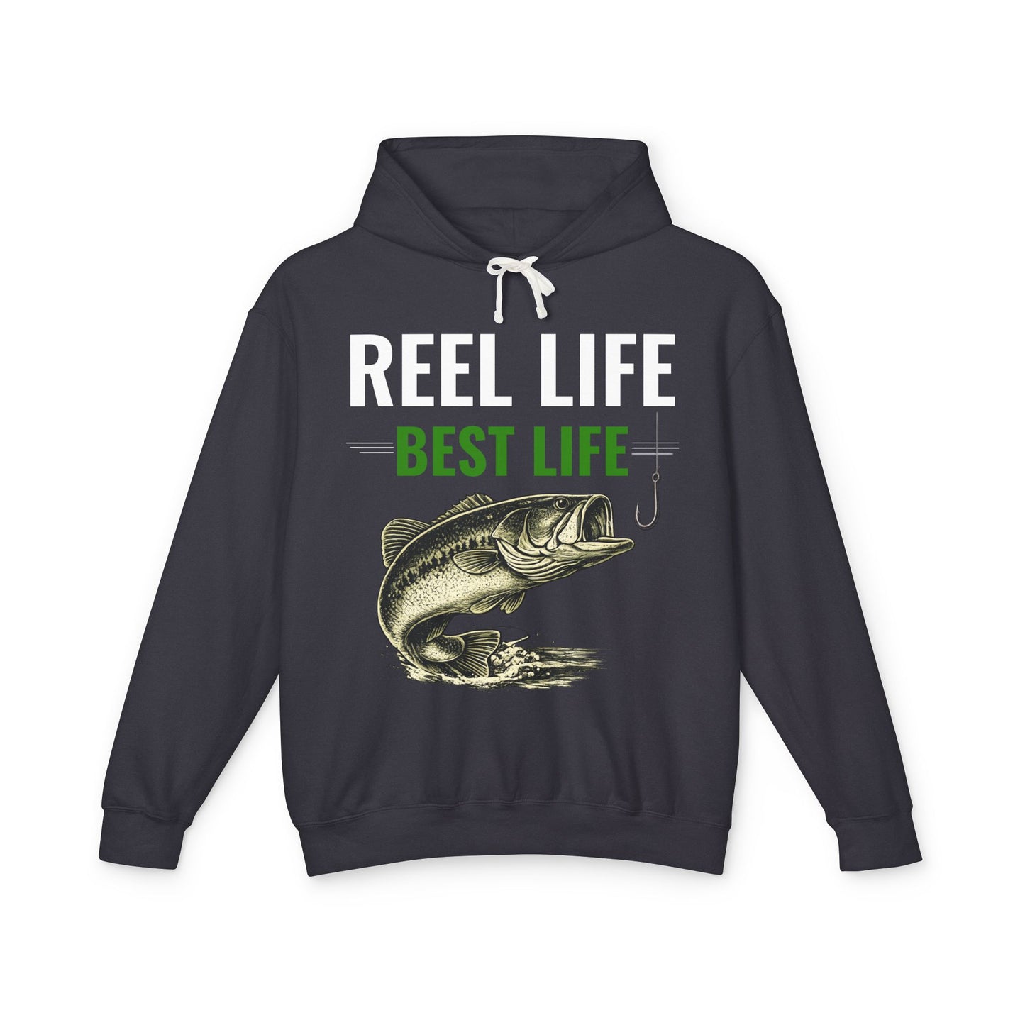 REEL LIFE BEST LIFE Fishing Hoodie – Vintage Largemouth Bass Sweatshirt | Fisherman Gift | Lake Life Pullover