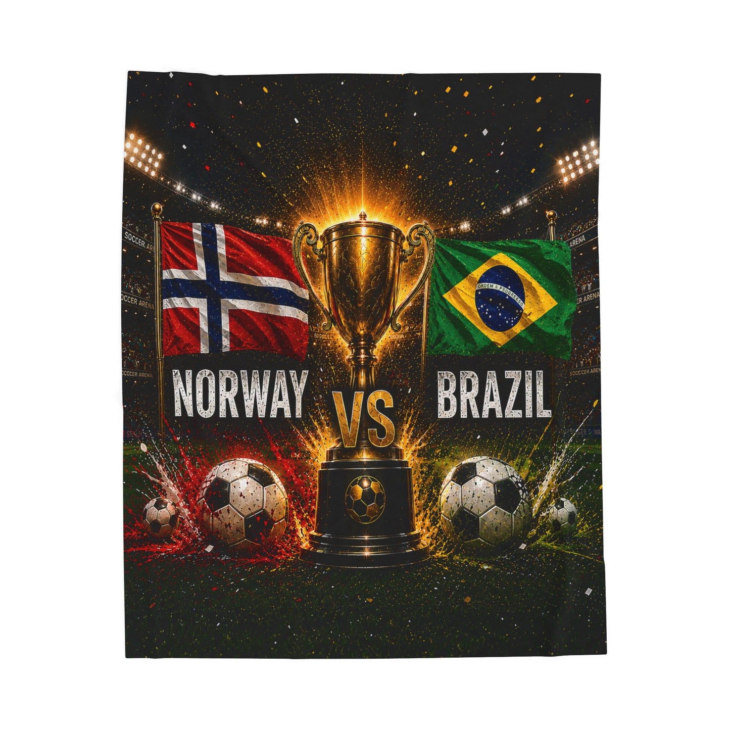 Norway vs Brazil World Cup 2026 Blanket | Veteran Owned Soccer Fan Gift | Plush Throw Blanket Sports Decor