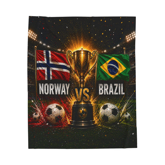 Norway vs Brazil World Cup 2026 Blanket | Veteran Owned Soccer Fan Gift | Plush Throw Blanket Sports Decor