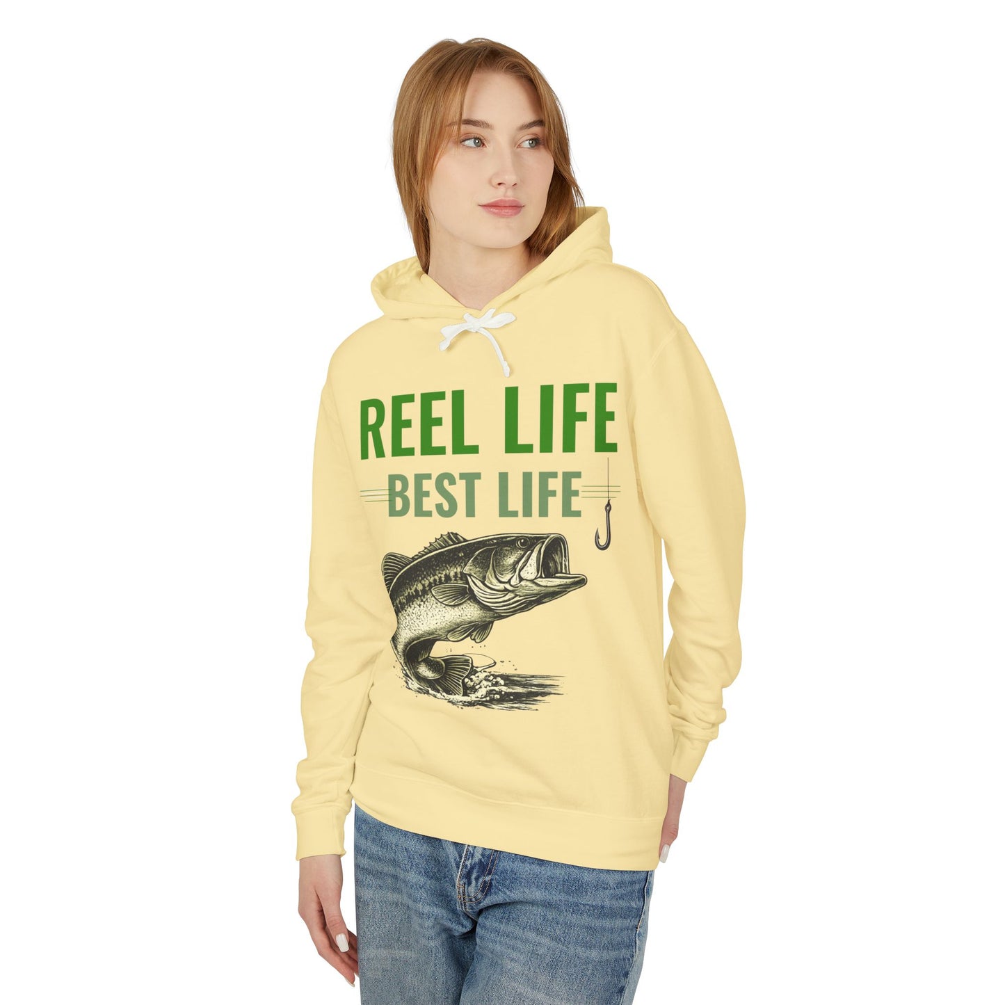 REEL LIFE BEST LIFE Fishing Hoodie – Vintage Largemouth Bass Sweatshirt | Fisherman Gift | Lake Life Pullover