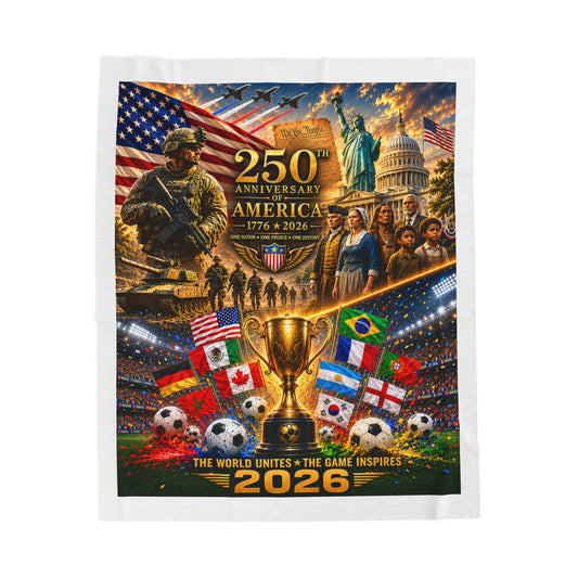 America 250th Anniversary Blanket, USA World Cup 2026 Throw Blanket, Veteran Owned Patriotic Gift, Americana Home Decor