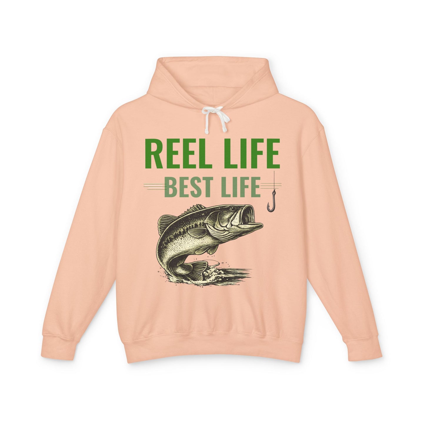 REEL LIFE BEST LIFE Fishing Hoodie – Vintage Largemouth Bass Sweatshirt | Fisherman Gift | Lake Life Pullover