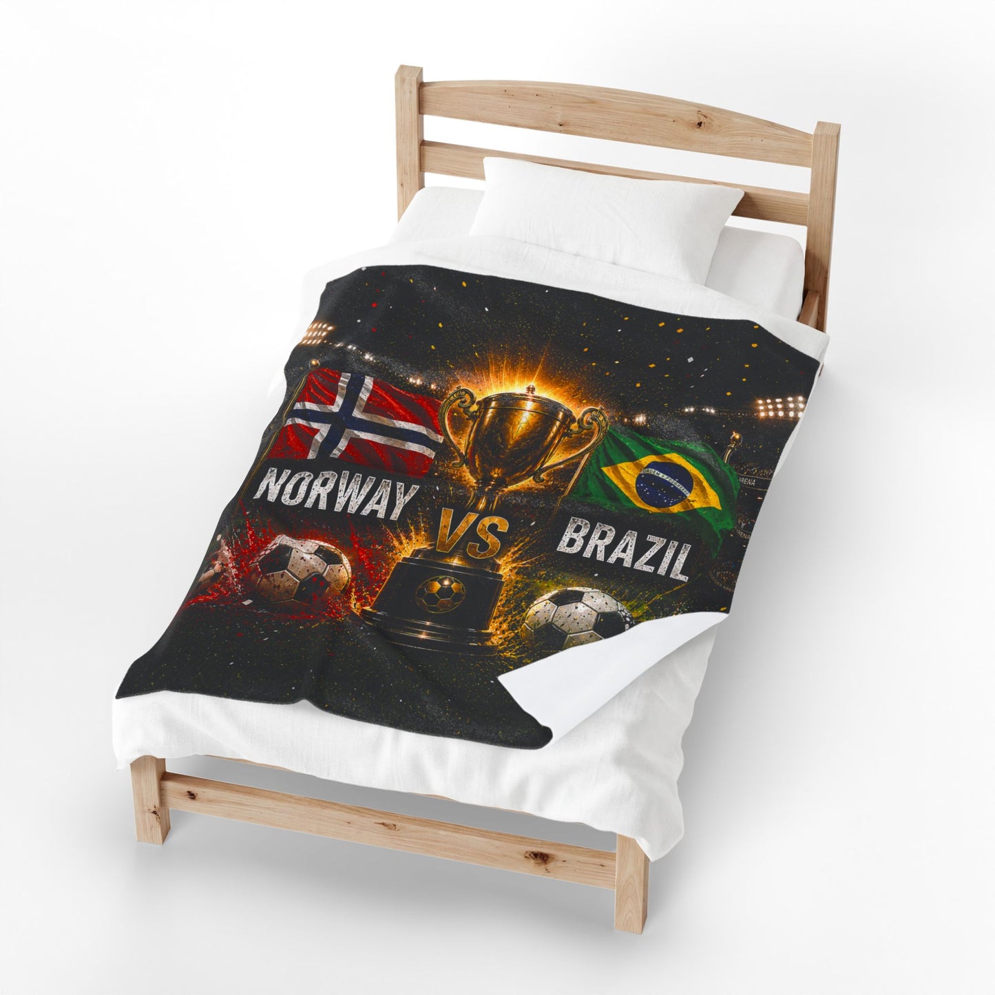 Norway vs Brazil World Cup 2026 Blanket | Veteran Owned Soccer Fan Gift | Plush Throw Blanket Sports Decor