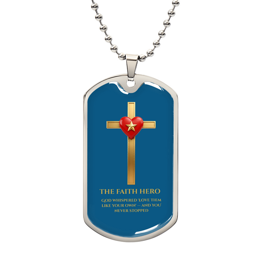 THE FAITH HERO — Dog Tag Necklace for Dad | Sapphire Blue