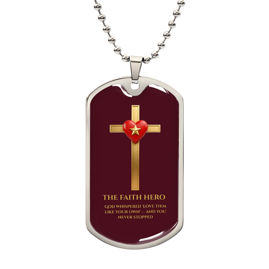 THE FAITH HERO — Dog Tag Necklace for Dad | Burgundy