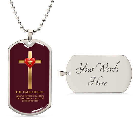 THE FAITH HERO — Dog Tag Necklace for Dad | Burgundy