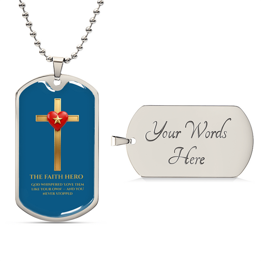 THE FAITH HERO — Dog Tag Necklace for Dad | Sapphire Blue